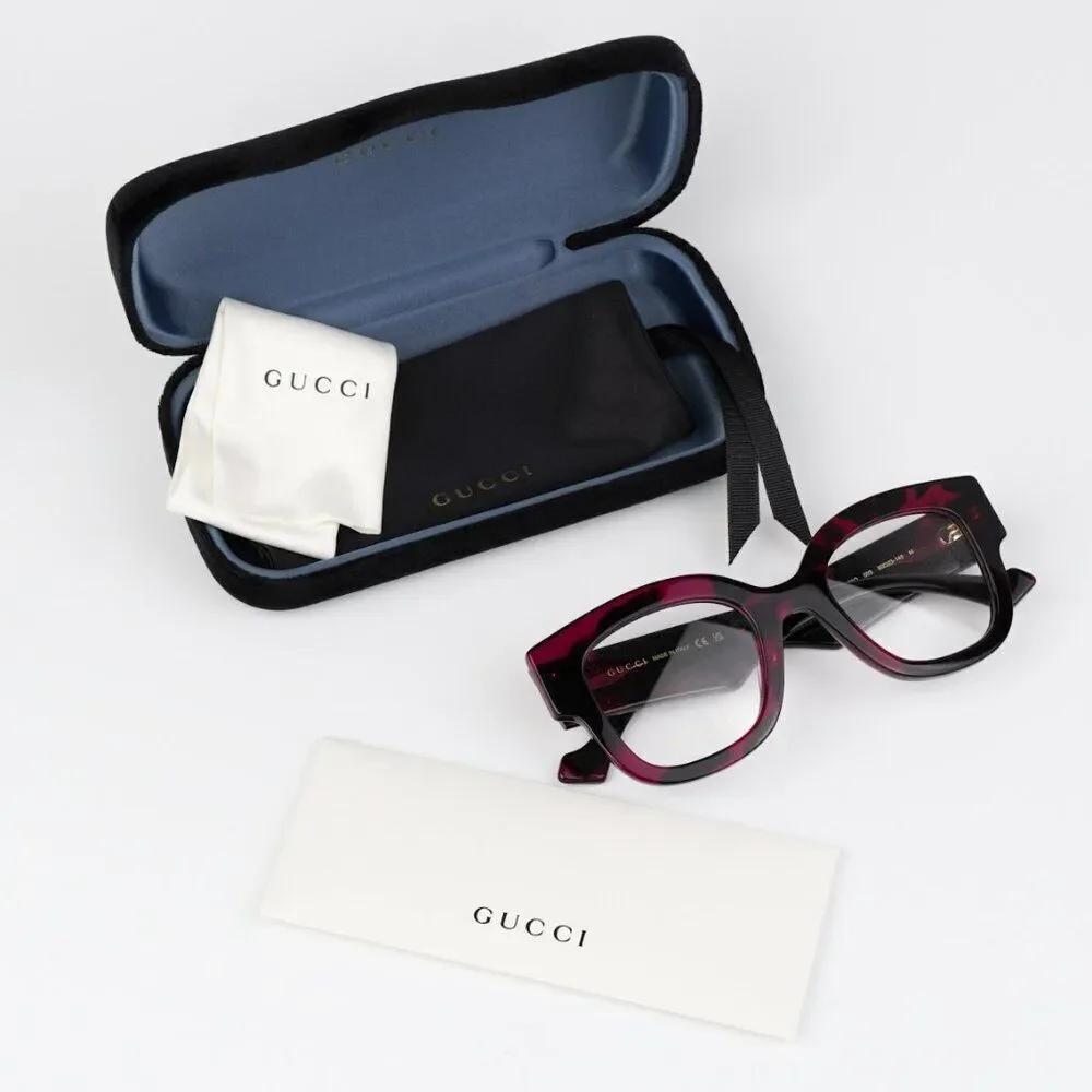 NEW Gucci GG1423O 003 Fuchsia Havana Women Square Eyeglasses GG 1423O
